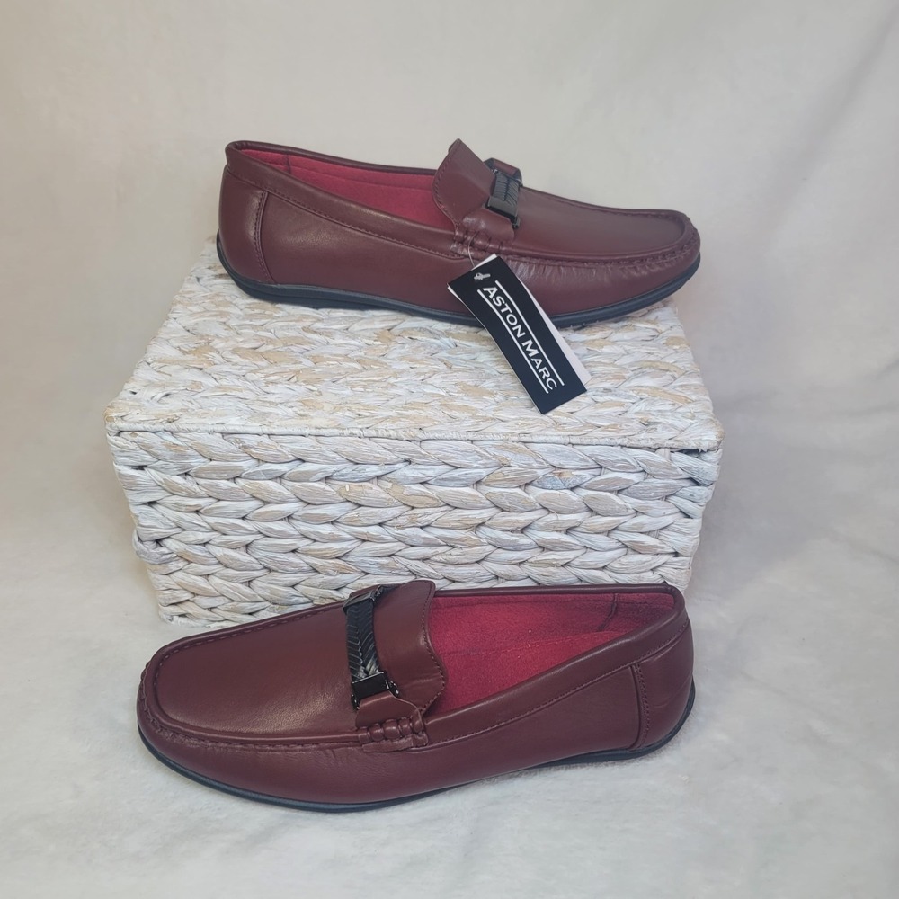 Aston Marc Charter-03‎ Maroon Loafers Men's Driving Moccasins Slip On 8.5 Casual